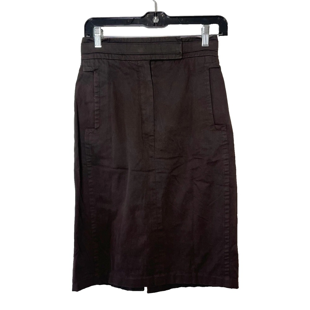 Yves Saint Laurent YSL Straight Pencil‎ Denim Skirt Womens M Brown Knee Length